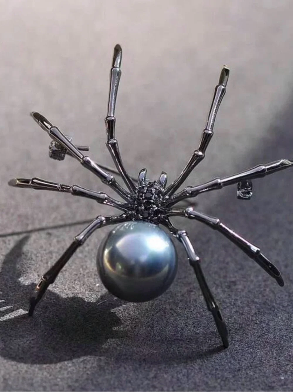 Black Spider Pearl Brooch - Women's Jewelry